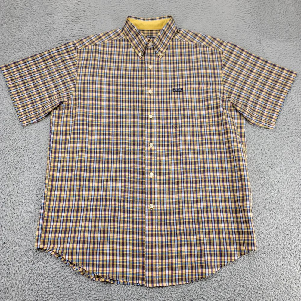 Chaps Ralph Lauren Shirt Mens Large Yellow Plaid Short Sleeve Vintage Y2k 90s
